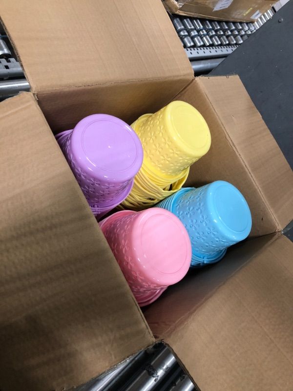 Photo 1 of ***PARTS ONLY***Ziliny 100 Pieces Plastic Easter Baskets Bulk with Handles Colorful Round Egg Mini Baskets for Easter Party Favors Egg Hunt Supplies, 6 Colors