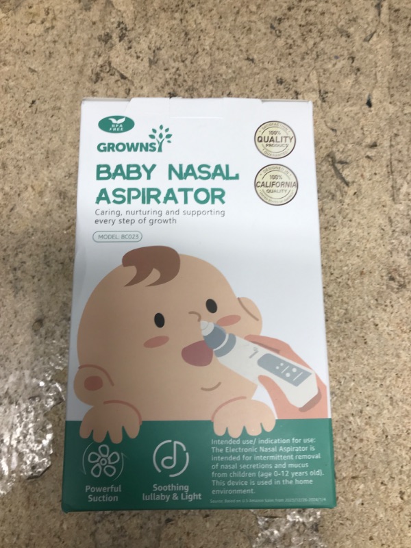 Photo 1 of GROWNSY Nasal Aspirator for Baby, Baby Nose Sucker Pro with 3 Soft Silicone Tips, Adjustable Suction, Electric Nose Suction for Baby, Built-in Music & Light Soothing