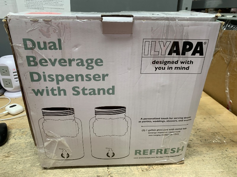 Photo 1 of 1 gallon glass water or juice dispenser with stand, 2 pack 