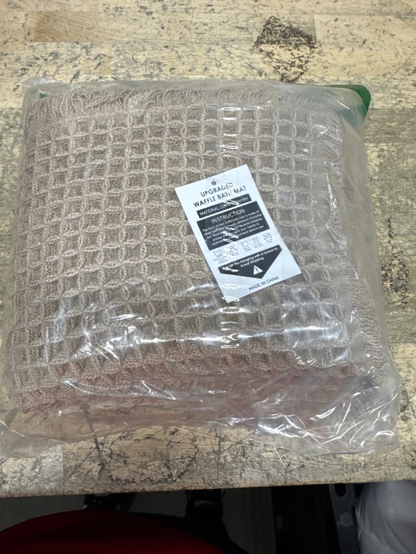 Photo 1 of AMOAMI Upgraded Waffle Bath Mat, Super Absorbent Non Slip Bath Mats for Bathroom Floor, Machine Washable Bathroom Rugs with Tassels, Rubber Backed Bathroom Mats, Ultra Soft, 20" x 32", Brown