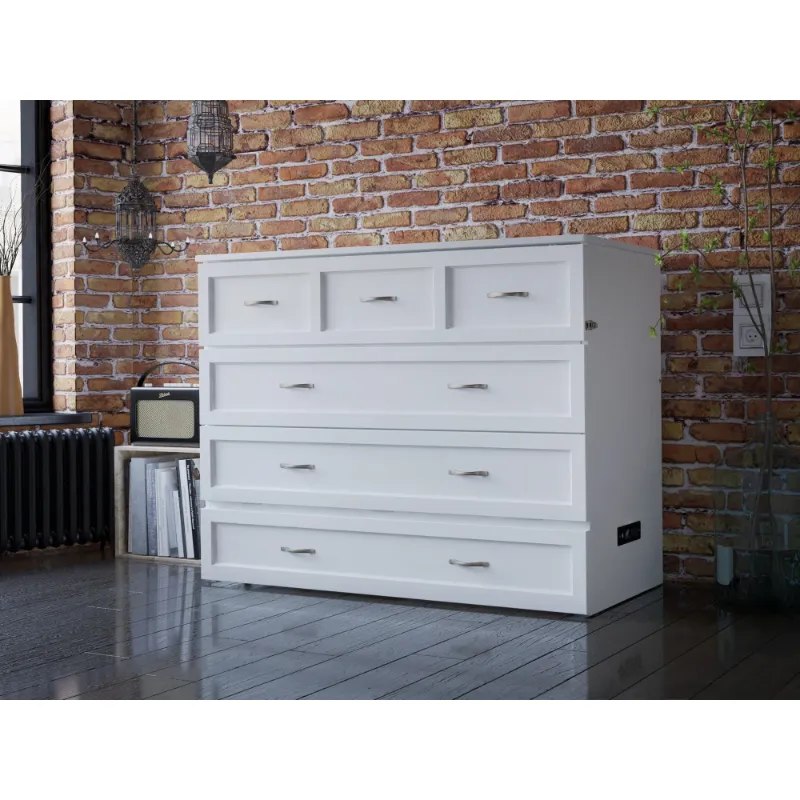 Photo 1 of **box 1 of 3 ONLY** AFI Northfield Full Size Murphy Bed Chest with Mattress, Storage, & Built-in Charger in White