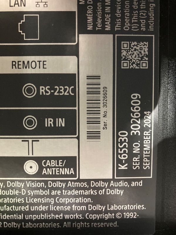 Photo 1 of **SMASHED SCREEN FINAL SALE **Sony 65-Inch Class 4K Ultra HD BRAVIA 3 LED Smart TV with Google TV Dolby Vision HDR, PS5 Exclusive Features, 2024 Model K-65S30