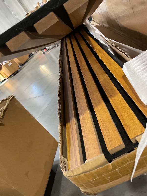 Photo 1 of (See all images)Art3d 4-Pack Acoustic Wood Slat Wall Panels for Interior Decor, 3D Fluted Sound Absorbing Wood Paneling for Accent Wall Ceiling Kitchen Living Room Bedroom Office, 94.5 x 7.9 inch Warm Teak
