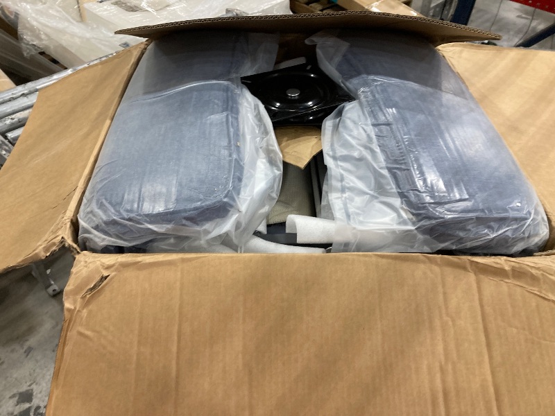 Photo 1 of NUSBAY Outdoor Swivel Rocker Patio Chairs with 6-Inch Thick Cushions and Side Table, 3PCS High Back Wicker Patio Furniture Set for Porch, Balcony, Deck and Yard in Blue