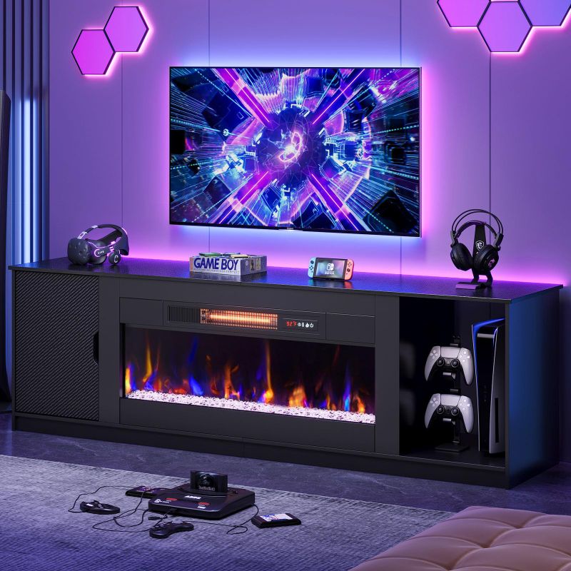 Photo 1 of ***PREVIOUSLY OPENED - NO PACKAGING - SEE COMMENTS***
Bestier 70 Inch Fireplace TV Stand with 36" Electric Fireplace, Open & Closed Storage Cabinets, Modern Entertainment Center for Living Room,Carbon Fiber Black