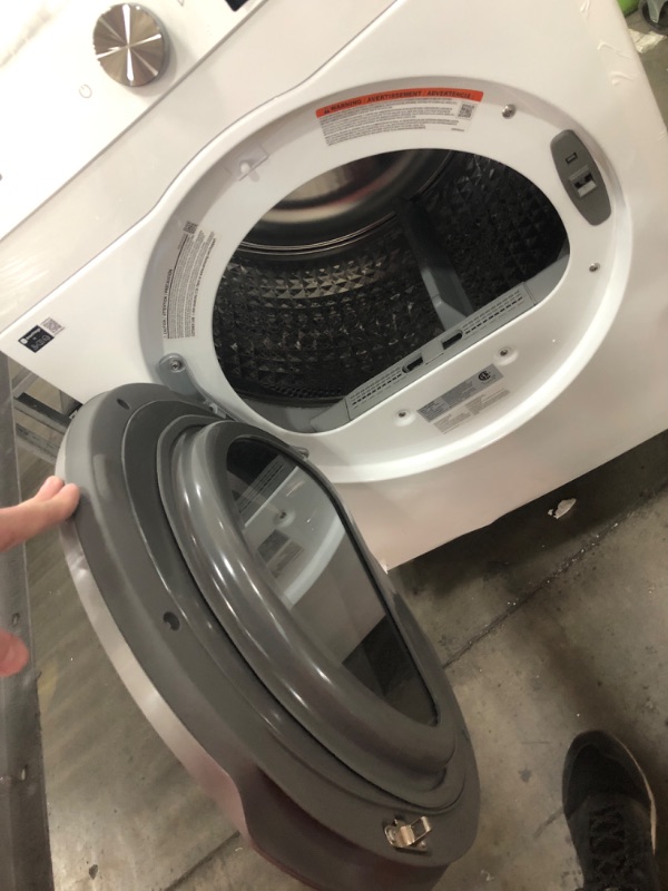 Photo 1 of Samsung 4.0 cu. ft. Electric Dryer, Compact Clothes Drying Machine, Stackable for Small Spaces w/Sensor Dry, 12 Preset Cycles, Reversible Door, Internal Drum Light, DV25B6900EW/A2, White