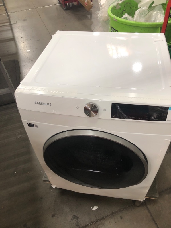 Photo 1 of Samsung 4.0 cu. ft. Electric Dryer, Compact Clothes Drying Machine, Stackable for Small Spaces w/Sensor Dry, 12 Preset Cycles, Reversible Door, Internal Drum Light, DV25B6900EW/A2, White