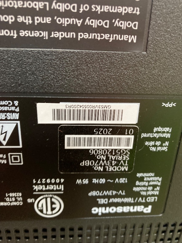 Photo 1 of **SMASHED SCREEN FINAL SALE**Panasonic W70 Series (2025 Model) 43" LED 4K Ultra HD Smart Fire TV, Press & Ask Alexa, Apple AirPlay, HDR10+, HDMI 2.1, and Bluetooth Support - 43W70BP