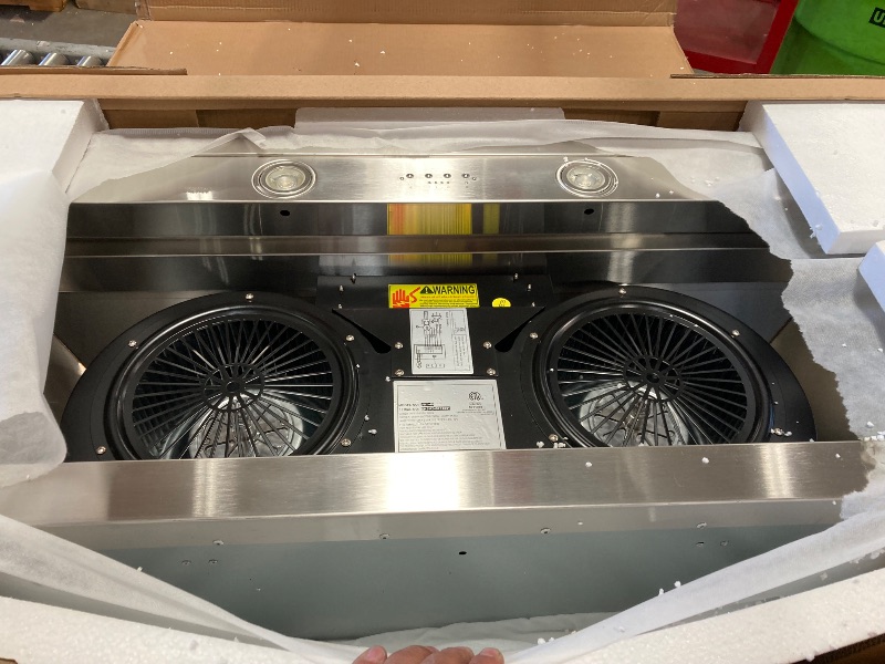Photo 1 of 48 Inch Built-In Range Hood, 4-Speed 1150 CFM Super Quiet Stainless Steel Range Hood, Internal Motor, Adjustable Lights, Baffle Filters, 8" Duct