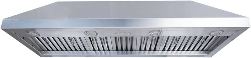 Photo 1 of 48 Inch Built-In Range Hood, 4-Speed 1150 CFM Super Quiet Stainless Steel Range Hood, Internal Motor, Adjustable Lights, Baffle Filters, 8" Duct