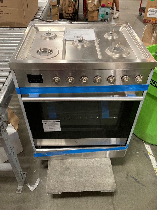 Photo 1 of Empava Freestanding & Slide-In Gas Range, 5.0 Cu. Ft, Single Oven with 5 Sealed High-Low Burners & Touch Timer, Heavy Duty Continuous Grates in Stainless Steel, 30 Inch
