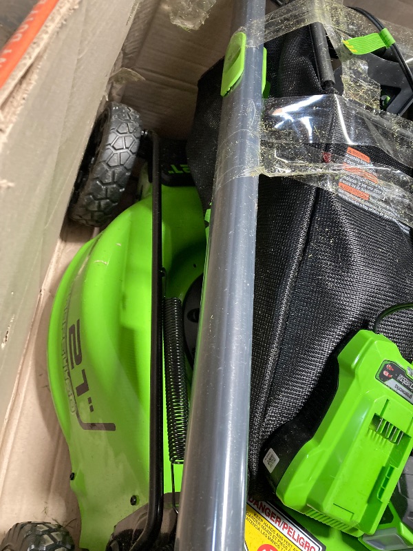Photo 1 of ***PARTS ONLY***Greenworks 40V 21" Brushless Cordless (Self-Propelled) Lawn Mower (LED Headlight + Aluminum Handles), 5.0Ah Battery and Charger Included (75+ Compatible Tools)