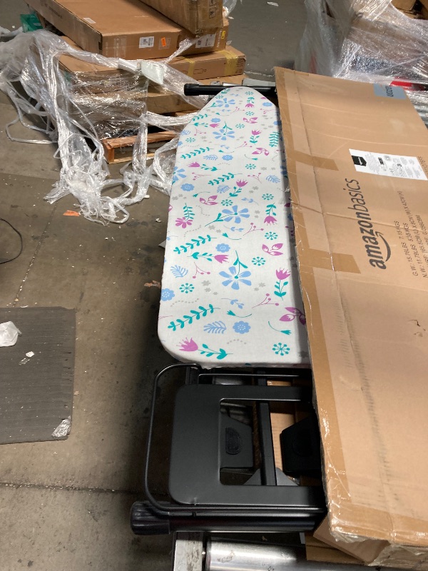 Photo 1 of Amazon Basics Ironing Board Medium 122x38 cm with Iron Rest H Shape, Black, Floral