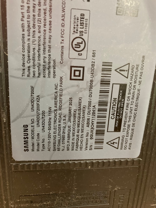 Photo 1 of **SMASHED SCREEN FINAL SALE**SAMSUNG 43-Inch Class Crystal UHD 4K DU7200 Series HDR Smart TV w/Object Tracking Sound Lite, PurColor, Motion Xcelerator, Mega Contrast, Q-Symphony (UN43DU7200, 2024 Model)