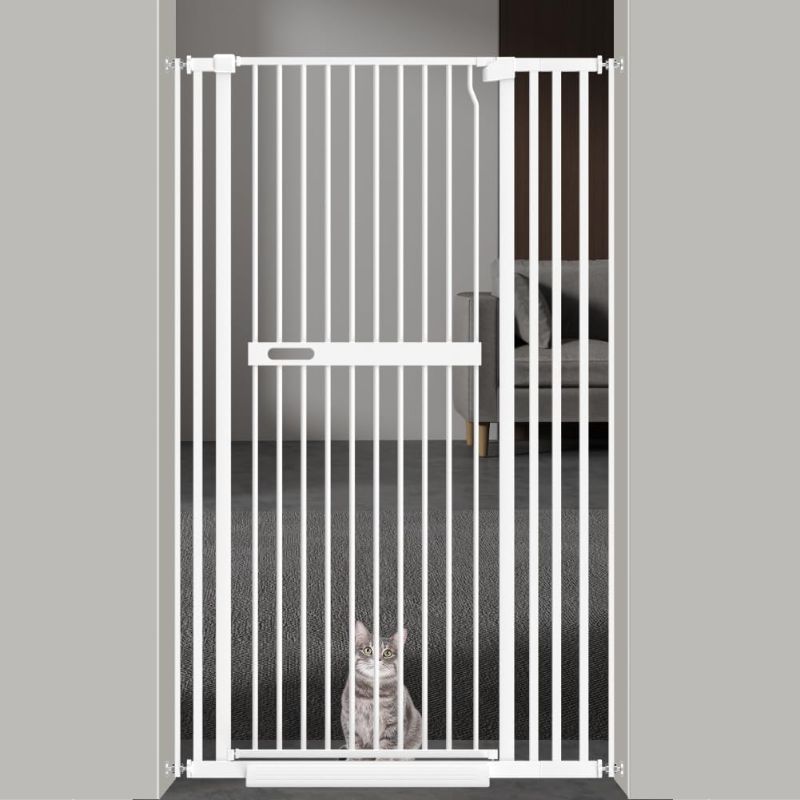Photo 1 of 71" Extra Tall Cat Pet Gate for Doorways Indoor Proof?29.92-37.80" Wide Tall Dog Puppy Safety Baby Gate for Cat Pet, Pressure Mounted No Drill Walk Through White Metal
