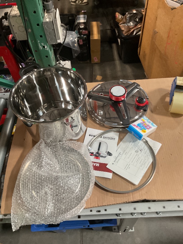 Photo 1 of 3-In-1 304 Stainless Steel Pressure Cooker 13 QT: [Explosion-Proof] [3 PSI Settings], One-Hand Locking, Induction Compatible, Glass Lid & Steamer Rack Included, Olla de Presion