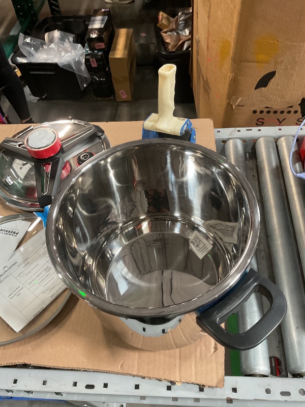 Photo 1 of 3-In-1 304 Stainless Steel Pressure Cooker 13 QT: [Explosion-Proof] [3 PSI Settings], One-Hand Locking, Induction Compatible, Glass Lid & Steamer Rack Included, Olla de Presion