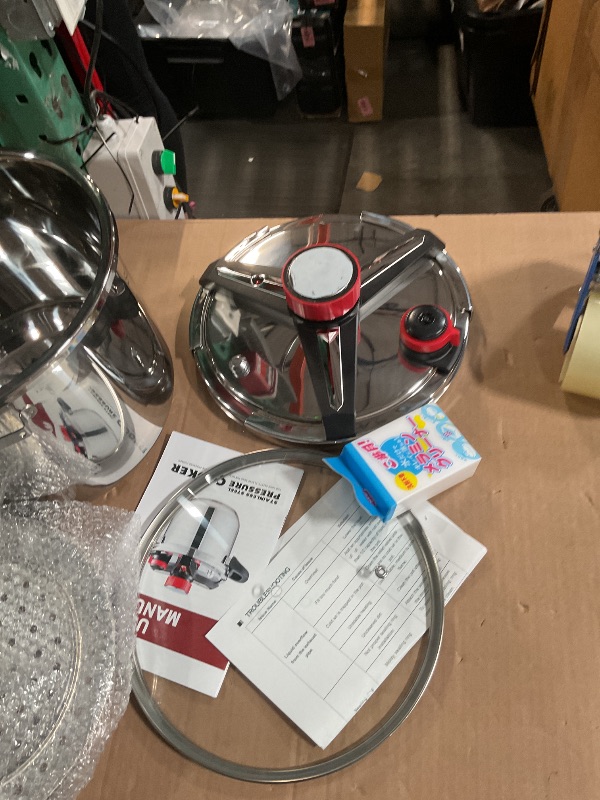 Photo 1 of 3-In-1 304 Stainless Steel Pressure Cooker 13 QT: [Explosion-Proof] [3 PSI Settings], One-Hand Locking, Induction Compatible, Glass Lid & Steamer Rack Included, Olla de Presion