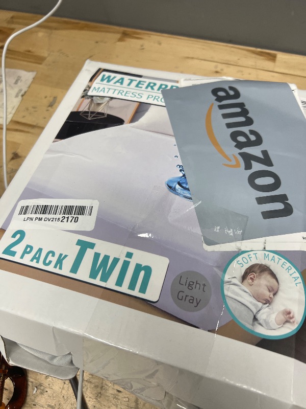 Photo 1 of 2 Pack Twin Premium Waterproof Mattress Protector, Soft Breathable Mattress Pad Cover, Noiseless Waterproof Bed Cover - Stretch to 21" Fitted Deep Pocket Mattress Protection Cover-Light Grey