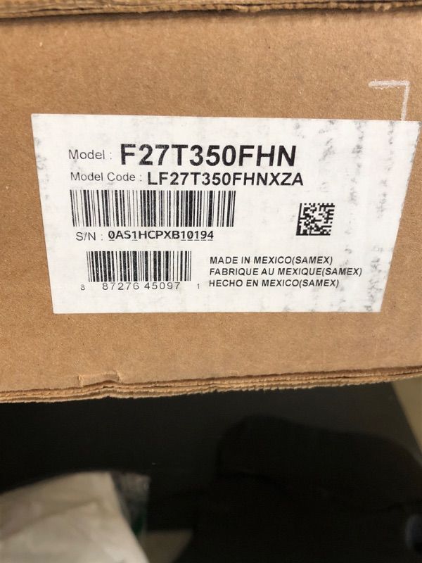 Photo 1 of Samsung 27' T35F Series FHD 1080p Computer Monitor, 75Hz, IPS Panel, HDMI, VGA (D-Sub), AMD FreeSync, Wall Mountable, Game Mode, 3-Sided Border-Less, Eye Care, LF27T350FHNXZA