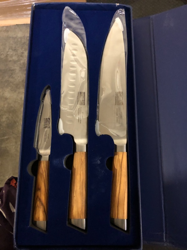 Photo 1 of HOSHANHO Damascus Kitchen Knife Set 3-Piece, Ultra Sharp 8" Chef Knife, 7" Santoku Knife, 3.75" Paring Knife, Professional VG-10 Damascus Super Steel Chef Knife Set with Ergonomic Handle