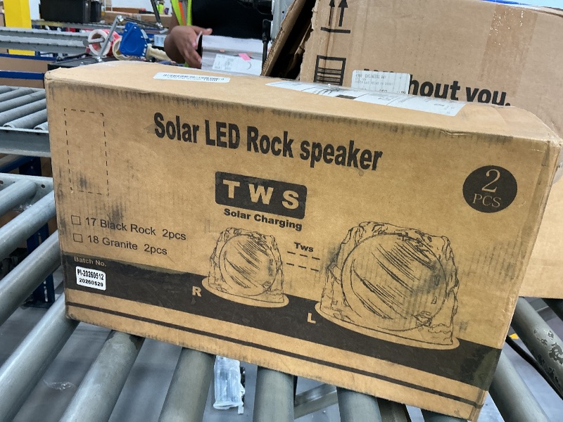 View 2 of Outdoor Speakers With Lights Show Bluetooth Speakers Waterproof Patio TWS Connection Outdoor Bluetooth Speakers Wireless Solar Powered and Rechargeable Rock Speakers for Patio Pool 2Packs(Stone)