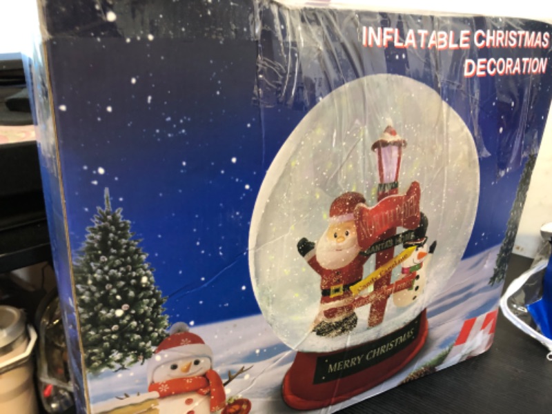 Photo 2 of 6 FT Christmas Animated Snow Globe Inflatables Santa Claus, Snowman Outdoor Decorations, 2024 Originally Designed, LED Lights Blow Up Yard Decoration for Garden Lawn Xmas Holiday Party Gifts