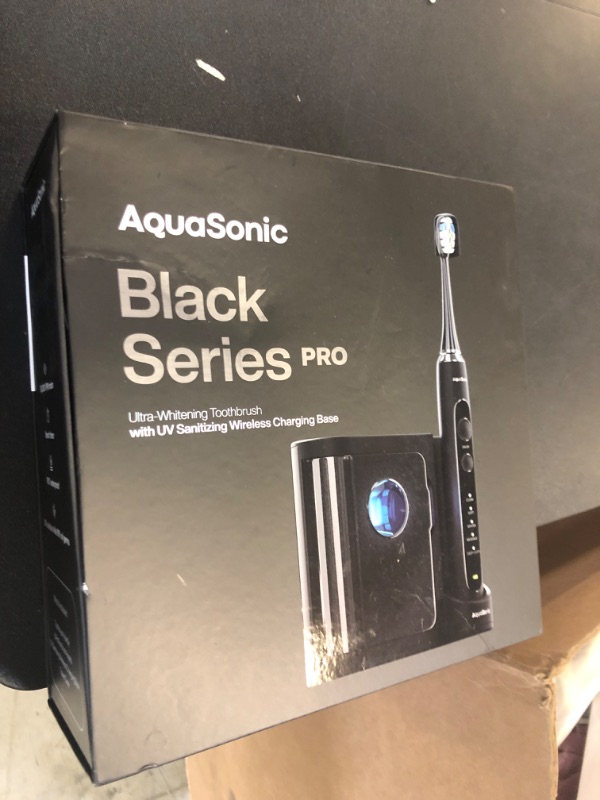 Photo 2 of Aquasonic Black Series PRO – Ultra Whitening Toothbrush w UV Sanitizing Base – 5 Modes & Smart Timers – Premium Travel Case – Electric Toothbrush – ADA Approved Toothbrush