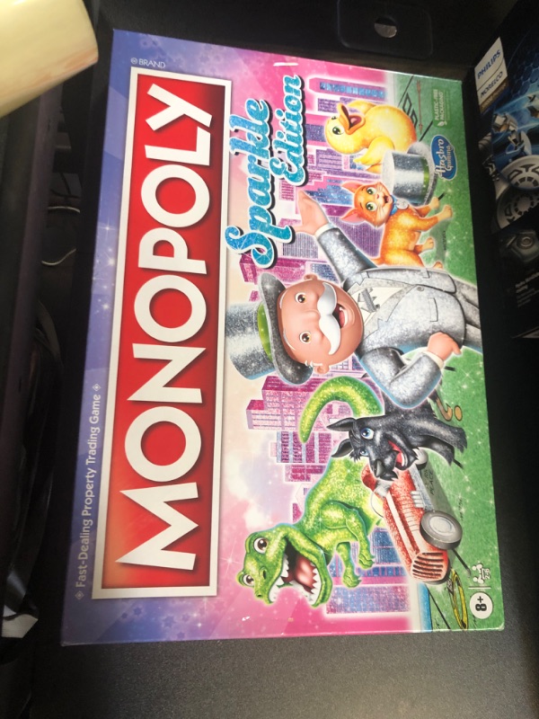 Photo 1 of Hasbro Gaming Monopoly Sparkle Edition Board Game, Family Games, with Glittery Tokens, Pearlescent Dice, Sparkly Look, (Amazon Exclusive)