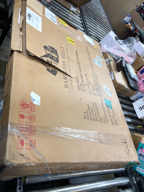 Photo 1 of Hamilton Hills Wall-Mounted Vanity Mirror - Frameless Adjustable Rectangle Bathroom Mirror with Brushed Gold Brackets - Pivoting Tilting Mirror for Modern Decor - 30 x 40 Inch