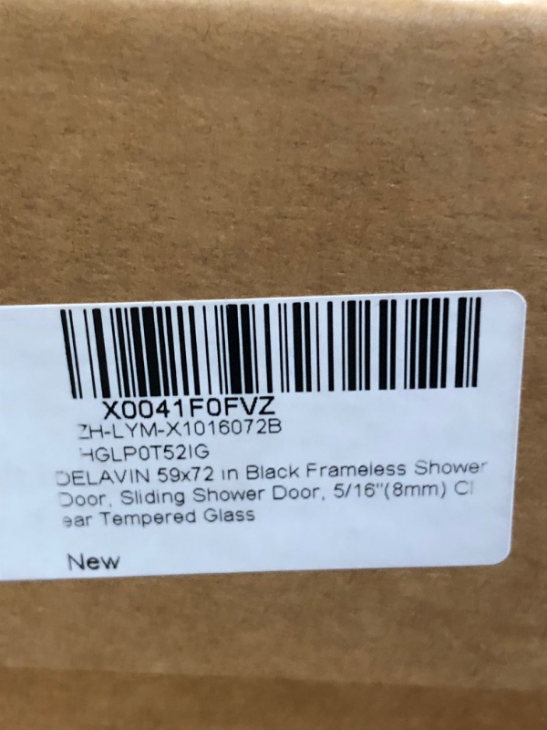 Photo 2 of DELAVIN 56-60.in W x 72.in H Frameless Shower Door, Water Repellent Black Shower Door with 5/16" (8mm) Clear Tempered Glass, Easy Sliding Showe Door with Explosion-Proof Film, Stainless Steel
