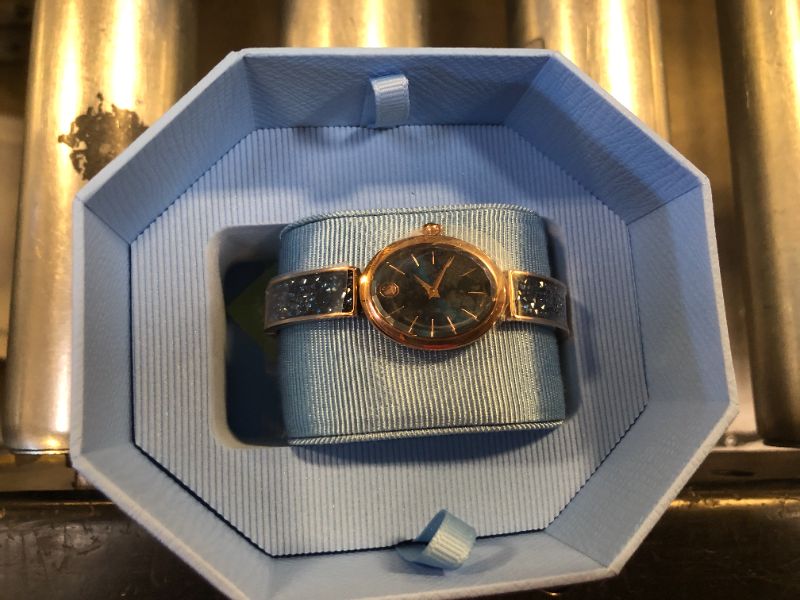 Photo 2 of Swarovski Crystal Rock Oval Watch, Metal Bracelet with Blue Sunray Dial in a Rose Gold-Tone Finish, Part of The Crystal Rock Oval Collection