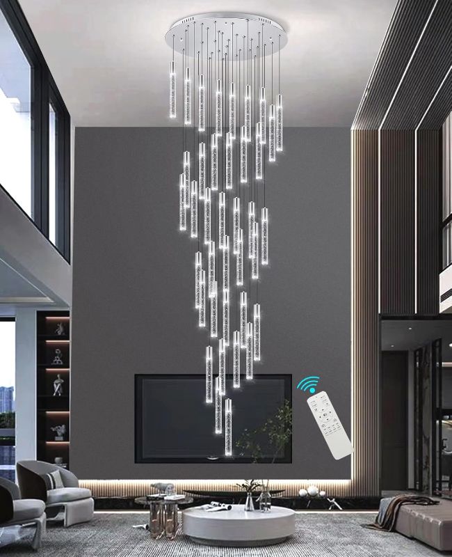 Photo 1 of 13ft Adjusable Chandeliers Large Modern Chandelier for Villa Entrance Living Room Chandeliers Light with Remote High Ceiling Flush Ceiling Pendant Lights Fixture, Dimmable 2700K 6000K
