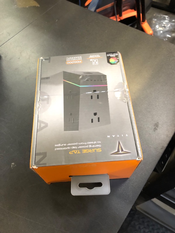 Photo 1 of Titan 6-Outlet Surge Protector, LED Light Strip with Full Spectrum Color-Select, Outlet Extender, Compatible with Power Gaming PC, Laptop, Computer Setup, PS4, PS5, Xbox, Black, 57365