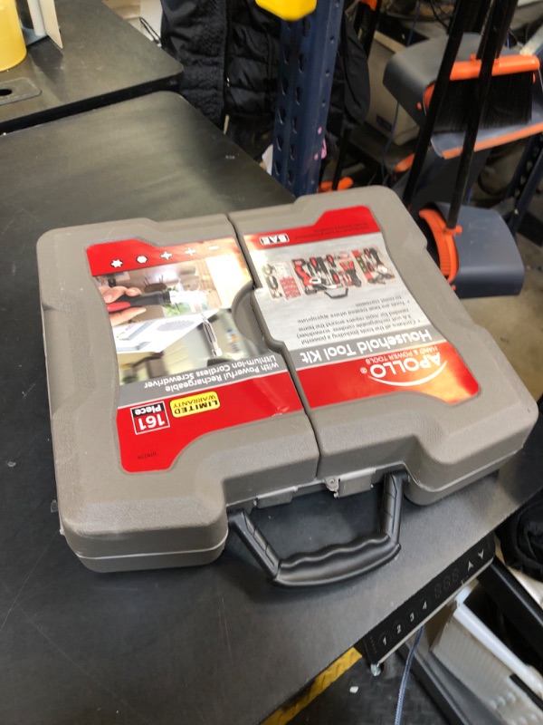 Photo 1 of Apollo Tools 161 Piece Complete Household Tool Set with 3.6 Volt Lithium-Ion Cordless Screwdriver and Most Needed Hand Tools Selection for Boats, Vehicle and Garage - Red - DT0739