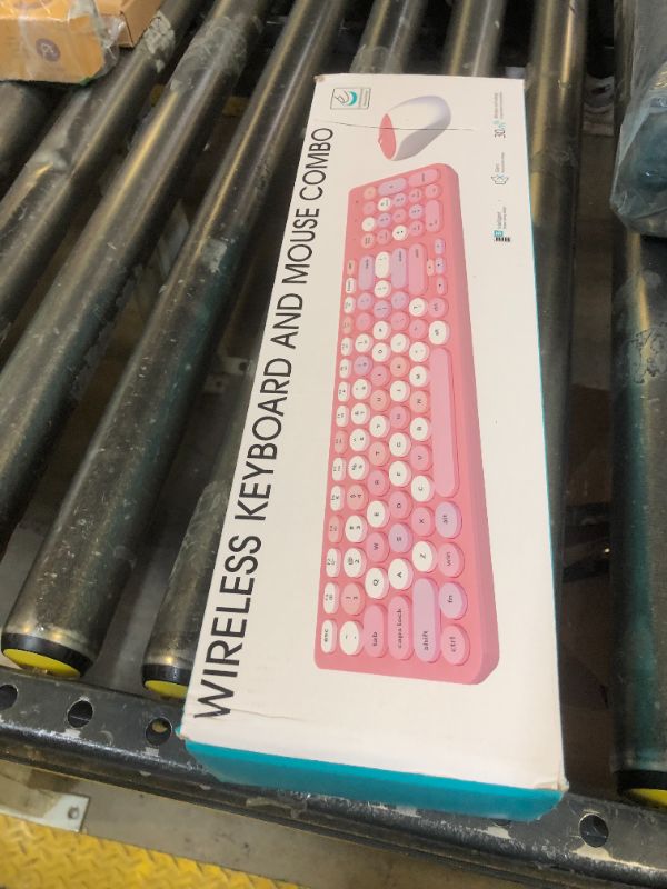 Photo 1 of Wireless Keyboard and Mouse Combo, Retro Typewriter Wireless Keyboard with Round Keycaps, 2.4GHz Full-Size USB Cute Mouse for Desktop, Laptop and Computer (Black-Colorful)