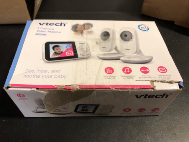 Photo 2 of VTech VM819-2 Baby Monitor, 2.8” Screen, 2 Cameras, 1000ft Range, Night Vision, 2-Way Audio, Temperature Sensor, Lullabies, Secured Transmission No WiFi