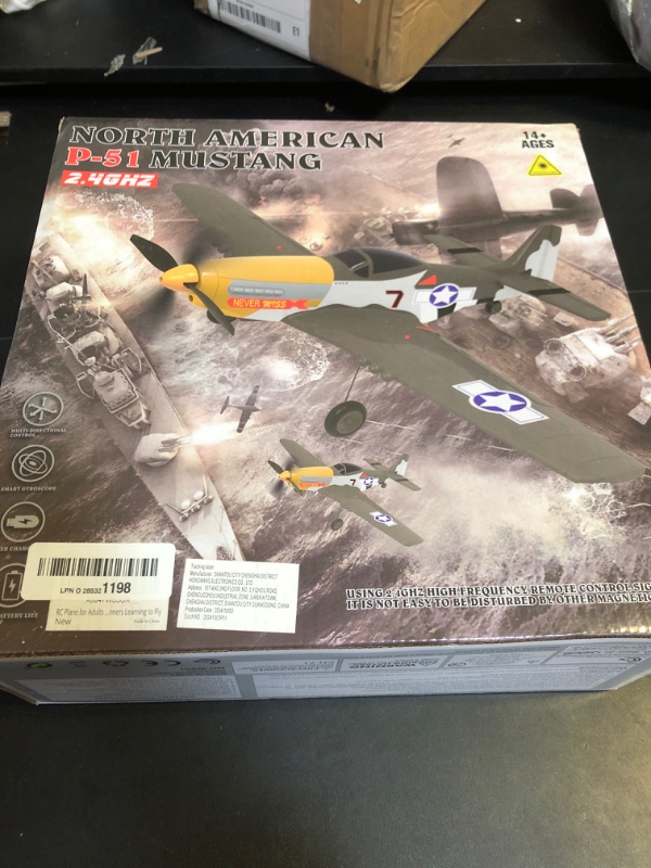 Photo 1 of RC Plane for Adults and Kids, 4 Channel Remote Control Airplane with Aileron, Aerobatic P51 Mustang Fighter with 3 Modes Stabilization System for Beginners Learning to Fly