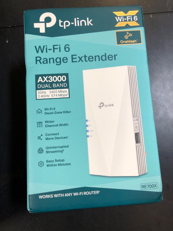 Photo 2 of TP-Link AX3000 WiFi 6 Range Extender Internet Booster(RE700X), Dual Band, AP Mode w/Gigabit Port, OFDMA, Beamforming, APP Setup, OneMesh Compatible