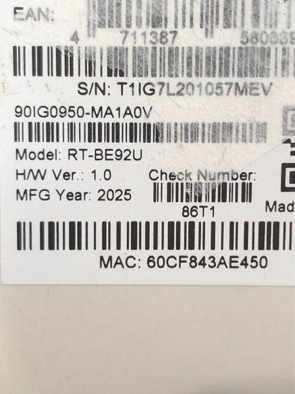 Photo 2 of ASUS RT-BE92U BE9700 Tri-Band WiFi 7 Router, Supports New 320MHz Bandwidth & 4096-QAM, MLO, AI WAN Detection, AiMesh Support, Subscription-Free Network Security & Comprehensive VPN Features