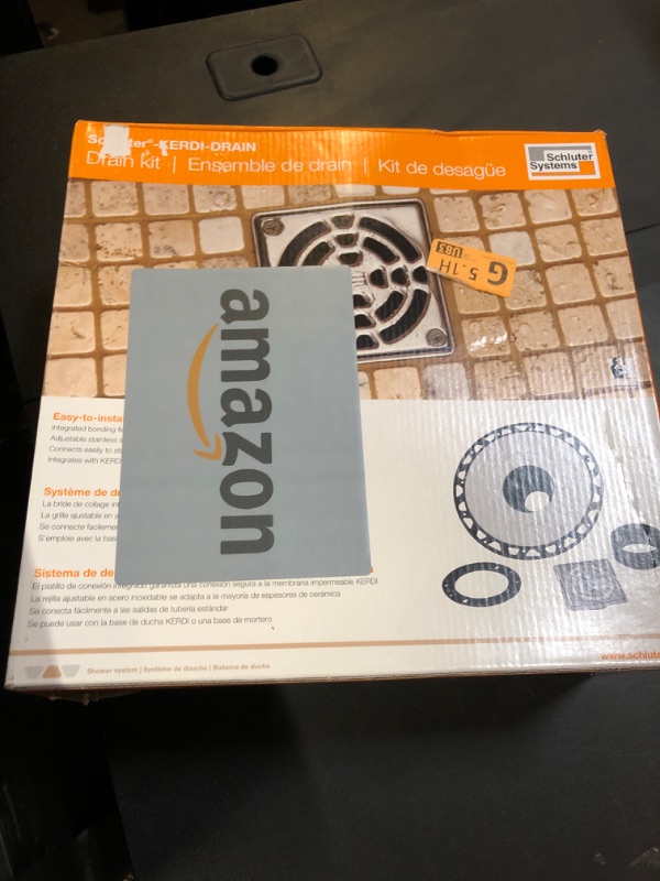Photo 1 of Schluter Kerdi-Drain PVC Classic Shower Drain Kit with Integrated Bonding Flange - Provides Drainage Solutions for Tiled Showers - 4-Inch Stainless Steel Grate, Square, 2-Inch Outlet - KD2/PVC/E