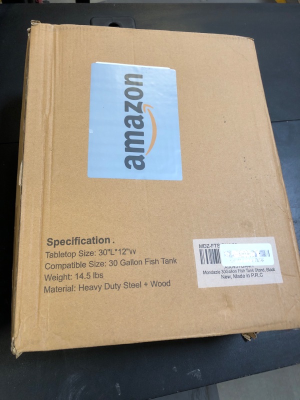 Photo 1 of Mondazie 30 Gallon Rimless Fish Tank Stand with Shelf for Storage, 2 Tiers Metal Aquarium Stand, Breeder Tank Turtle Reptile Terrariums Stand Rack for Home Office, 30" L x 12" W x 20.5" H, Black