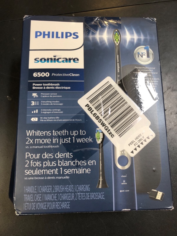 Photo 2 of Philips Sonicare ProtectiveClean 6500 Rechargeable Electric Toothbrush, with Pressure Sensor, 3 Cleaning Modes, SmarTimer and QuadPacer, 14-Day Battery Life, Charging Travel Case, Navy Blue, HX6462/07