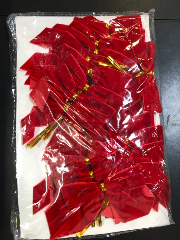 Photo 1 of Alupssuc 24 Pcs 6"&9" Large Size Poinsettia Artificial Christmas Flowers Decorations for Christmas Tree, Boxed Christmas Ornaments Flowers Glitter Picks for Xmas New Year Decor with Clips&Sticks, Red