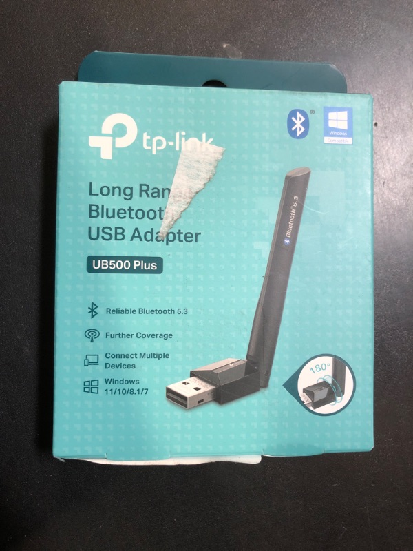 Photo 2 of TP-Link USB Bluetooth Adapter for PC, Bluetooth 5.3 Long Range Receiver, Plug and Play, Adjustable Antenna, Supports Windows 11/10/8.1/7 for Desktop, Laptop, PS5/PS4/Xbox Controller (UB500 Plus)