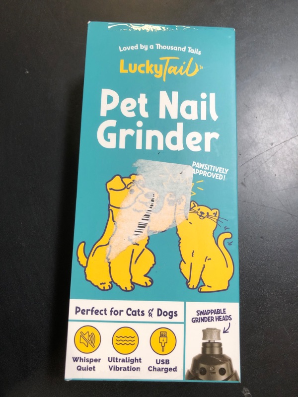 Photo 2 of LuckyTail Pet Nail Grinder for Dogs and Cats - Super Quiet and Low Vibration Electric Dog Nail Grinder with 2 LED Lights - USB Rechargeable and Cordless - 2 Speeds - Small to Large Pets