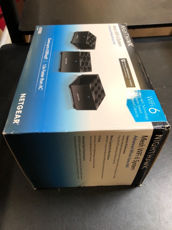 Photo 2 of NETGEAR Nighthawk Advanced Whole Home Mesh WiFi 6 System (MK63S) with Free Armor Security – AX1800 Router with 2 Satellite Extenders, Coverage up to 4,500 sq. ft. and 25+ devices