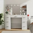 Photo 1 of Furmax Makeup Vanity with Mirror and Drawers Vanity Desk Set with 3 Modes Adjustable Brightness Lights and USB Power Outlet, White
