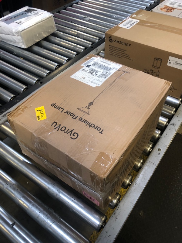 Photo 1 of Torchiere Floor Lamp for Living Room, LED Standing Reading Light for Bedroom with Glass Shade for Living Room Corner Bedroom Home Office,Bulbs Included (Red Brown)