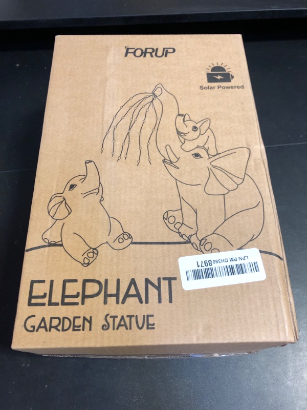 Photo 1 of FORUP Garden Elephant Statue, Solar Elephant Statues for Garden Decor, Elephant Figurine with Solar Watering Lights, Elephant Outdoor Sculptures for Outside Porch Patio Balcony Front Yard